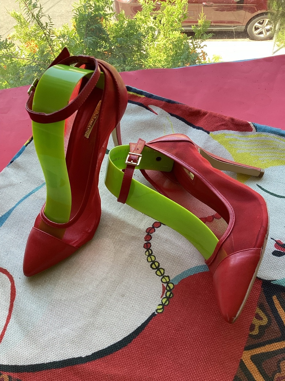 BCBGeneration red ankle strap heel